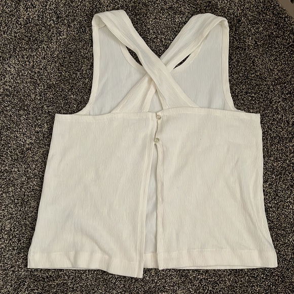 Madewell Cream Ribbed Tank Top Open Back, NWOT - Picture 5 of 7